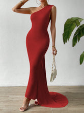 SXY One Shoulder O-ring Detail Draped Back Dress